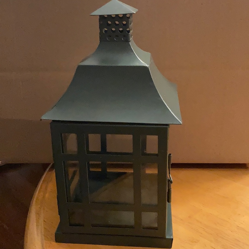 Lantern 10”high dark green color